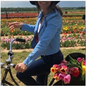 Color Me Courtney Dennis BikerJacket in Blue Sz 8